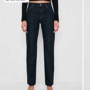 Reformation Dark Blue Women's Jeans, Greer Mid Rise Straight